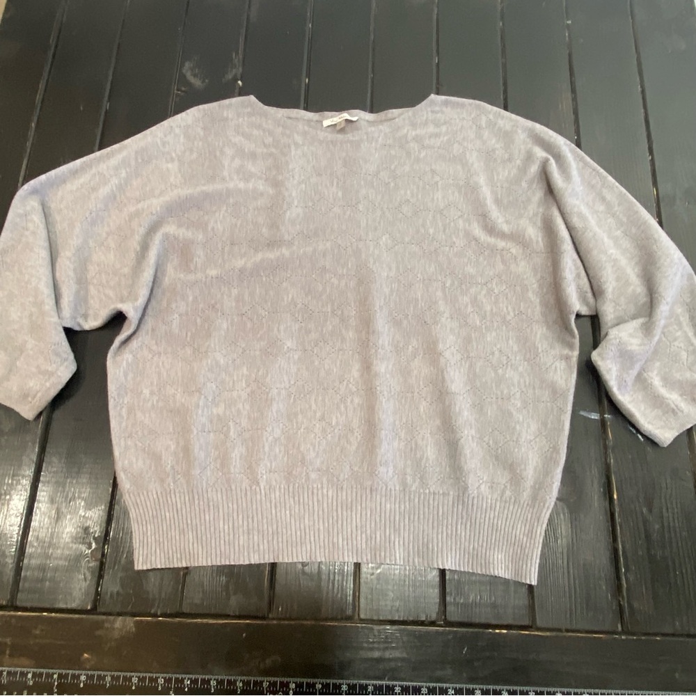 Vila Milano Sweater Womens L Gray Textured Dolman Sleeve Pullover Stretch